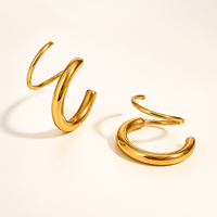Boucles d'oreilles créoles spirales en acier inoxydable 316L plaqué or 18 carats PVD, bijoux tendance haut de gamme pour femmes, directement de l'usine, marque Kaishee
