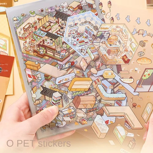 50 hojas por paquete Aquascape Sticker Book Collection 3D Cubic Cabin Niños Descompresión Miniatura Escena Pegatinas - Product Image 2