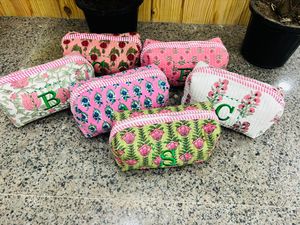 Bolsa de Maquillaje de Algodón Floral Hecha a Mano, Regalos para Damas de Honor, Bolsa de Cosméticos para Mujer, Gran Capacidad - Product Image 3