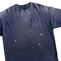 T-shirt Homme TOPSHOW Vintage Délavé Effet Soleil Déchiré avec Poche, Coupe Oversize, Effet Éclaboussures de Peinture, Streetwear en Coton, Personnalisable OEM