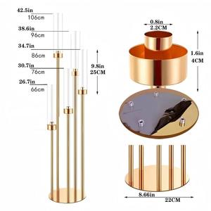 ของตกแต่งโต๊ะงานแต่งงาน แจกันดอกไม้เหล็กสีทอง งานแฮนด์เมด กันน้ำ ทรงสูง หลายหัว สำหรับใส่เทียน ตกแต่งคริสต์มาส อีสเตอร์ - Product Image 4
