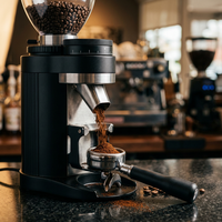 Machine à café électrique professionnelle avec meule plate de 64 mm, réglage progressif et moteur sans balais