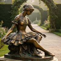 Statues de danseuses de ballet en laiton grandeur nature, décorations modernes pour la maison en plein air, artisanat en métal, sculpture en bronze d'une ballerine assise