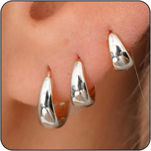 Nuovi Orecchini a C Aperti Spessi Placcati <span class=keywords><strong>Oro</strong></span> 14K in Rame, Stile Europa e America, Orecchini per Cartilagine di Alta Qualità e Chic - Product Image 3