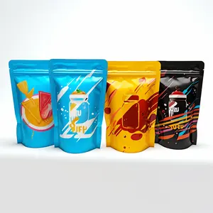 Custom Printed Moist Proof Stand Up Packaging Bags Flat Bottom Freeze Dried Candies Lollipop Candy Package