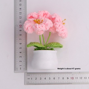 Planta en maceta de campanilla danesa tejida a mano, adorno para el hogar, ramo de lana artificial tejido a ganchillo, regalo para boda - Product Image 5