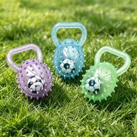 Jouet à mâcher pour chien TPR Squeaky Kettlebell Spiky, balle de football texturée, durable, facile à saisir, interactif, pour le nettoyage des dents
