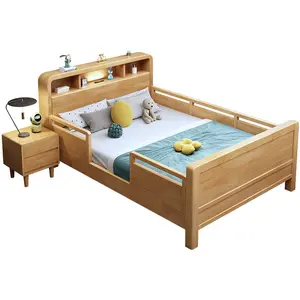 Children's Bed Solid Wooden With Guardrail 1.2m Student Single Small Bedroom 1.5 Splice Toddler Bed
