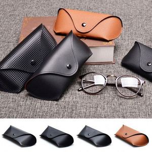 Étuis à lunettes rétro personnalisés avec logo pour lunettes de soleil et lunettes de vue, en cuir PU semi-rigide marron et noir - Product Image 5