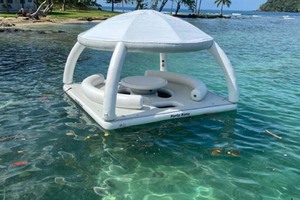 Tenda Galleggiante Estiva per Giardino, Festa in Spiaggia, Isola Gonfiabile Galleggiante con Tettoia, Galleggianti Acquatici per Lago - Product Image 4
