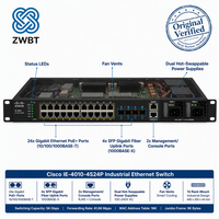 Commutateur Cisco Catalyst IE-4010-4S24P, commutateur industriel robuste, 24x PoE+ RJ45, 4 GE SFP Uplinks PoE 385W HSR PRP -40 à 75C LAN Base