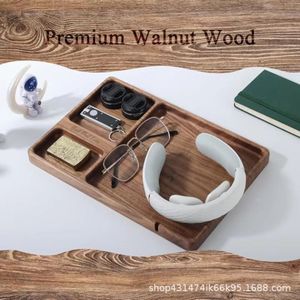 Solid wood desktop phone and earphone <b>storage</b> tray, bedside <b>table</b>, <b>dressing</b> <b>table</b>, wallet and jewelry tray, wooden guest tray - Product Image 3