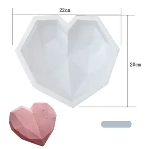 Moldes de silicona en forma de corazón de amor de diamante 3D para hornear esponja gasa Mousse postre pastel moldes grado alimenticio