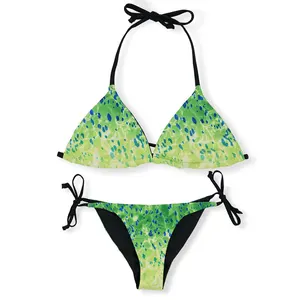 2021 de alta-tecido de qualidade por atacado das mulheres sexy swimwear halterneck 2-biquíni peça impressa coverups swimwear maiô