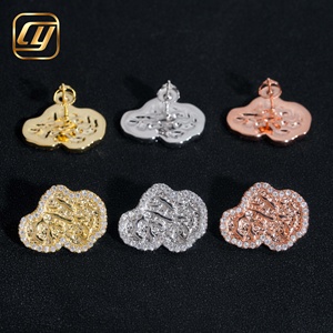 Boucles d'oreilles clous en moissanite et argent S925, style « Iced Out » avec pépites d'or et diamants en blocs irréguliers, pour hommes, bijoux Hip Hop - Product Image 4