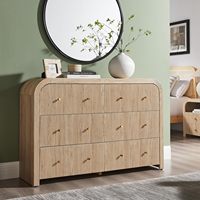 Commode moderne à tiroirs cannelés, armoire de rangement incurvée de 54 pouces, chêne naturel pour la maison, la chambre et le couloir