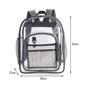 <b>Transparent</b> PVC Student School <b>Bag</b> Thickened Waterproof Large Capacity Outdoor Travel Clear Backpack Custom Printed Logo - Product Image 1