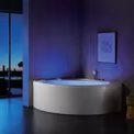 Baignoire autoportante de style nordique pour petits espaces, idéale pour la salle de bain principale