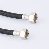 Tuyau flexible tressé en nylon noir moderne FANSKI 12 mm, raccord d'alimentation en eau 1/2 femelle x 1/2 femelle, pour plomberie de salle de bain