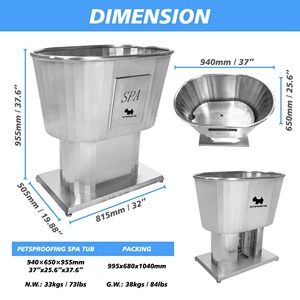 Baignoire de toilettage de luxe en acier inoxydable de grande taille pour animaux de compagnie - Product Image 2