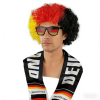 Kit d'accessoires pour supporters de football HLC personnalisé : drapeau de l'équipe nationale, perruque afro, lunettes, pour événements sportifs