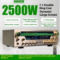 8000SW Amiral Gemisi Versiyonu 7.1 CH 2500W HiFi Ses Ev Amfisi Tam Alüminyum Alaşımlı Metal Altın Gövde Çift Halka Bölücü