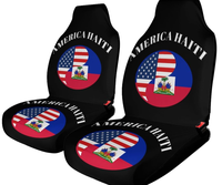 Housse de siège de voiture en polyester avec impression numérique haute définition de la carte d'Haïti, lavable, avec dos élastique, logo personnalisé, accepte les commandes en gros