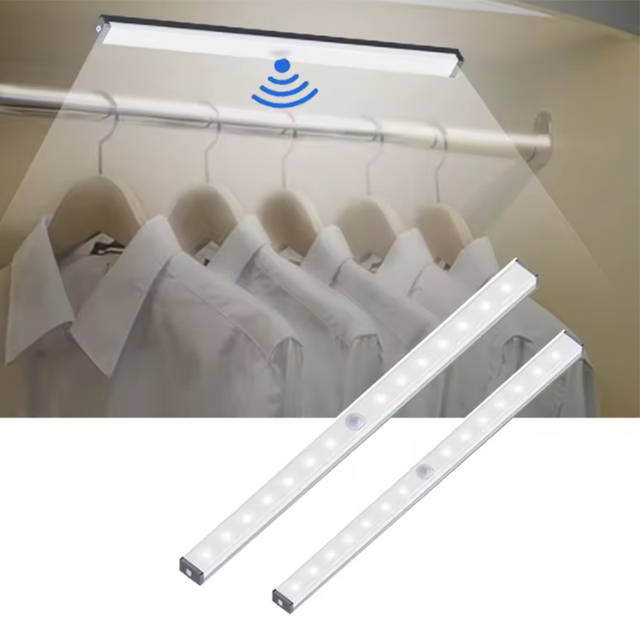 29.7CM 20-LEDs Motion Sensor Light Bar Portable USB Rechargeable Kitchen Cupboard Wardrobe Closet Stairs Bed Desk Light