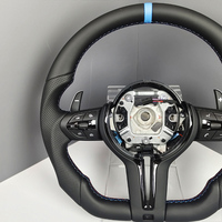 Volant sport à fond plat en cuir bleu rayé pour BMW F20 F22 F23 F30 F33 F34 X1 F48 X5 F15 X3 F25 M3 F80 E90