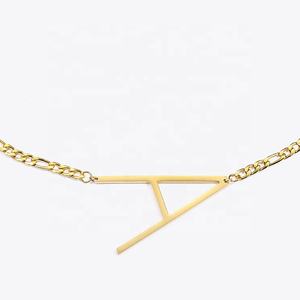 18K الذهب مطلي مجوهرات من صلب لا يصدأ الكوبية سلسلة قلادة بحرف الأولي المختنق للنساء قلادة P193042 - Product Image 6