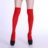 Chaussettes hautes pour femmes, couleur unie brillante, opaques et extensibles, pour cosplay, fête d'Halloween