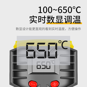 Pistola de Calor de 1800 W, 250 L/min, Pantalla Digital, Grado Industrial, Cuerpo de Plástico, Interruptor de Palanca con Boquilla para Termocontracción y Secado - Product Image 5