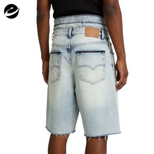 XUCHANG Diseño Original Personalizado Vintage Doble Cintura Bordado Lavado Jorts con Bajo Deshilachado 100% Algodón <span class=keywords><strong>Vaqueros</strong></span> Holgados Shorts para <span class=keywords><strong>Hombre</strong></span> - Product Image 2