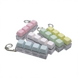 Clear Plastic Keycap Clicker Keychain With Blue Buttons For Universal Mechanical Keyboard Fidget Toy - Product Image 2