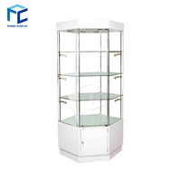 Vitrine rotative hexagonale avec éclairage, vitrine en verre électrique rotative pour l'affichage en magasin