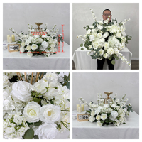 Couronne Florale Artificielle Faux Fougère de Boston, Gypsophile, Rose Blanche, Guirlande OD45cm, Couronne de Porte Artificielle Écologique pour Noël, Pâques et Usage Quotidien