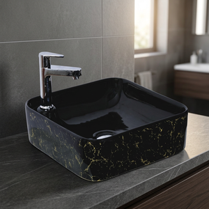 Dernier Tableau Ci-dessus Évier Européen Antique Rectangulaire Noir et En Bois En Céramique Lavabo Lavabo - Product Image 3