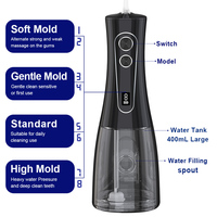 400ML Tragbarer Wasserflosser mit Abnehmbarem Tank, USB-Aufladung, 8 Modi, IPX7 Wasserdicht, Zahnreiniger für Zahnfleisch und Zähne, Reise und Täglichen Gebrauch