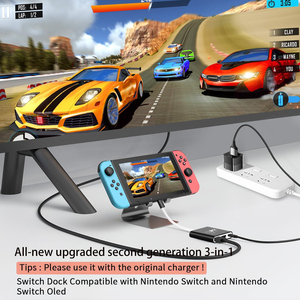 Station d'accueil <span class=keywords><strong>Tuti</strong></span> 3 en 1 USB Hub ABS HDTV 4K60Hz USB 3.0 PD 100W avec charge et mise en miroir d'écran pour Nintendo Switch 2 - Product Image 3