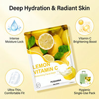 Masque facial en feuille de citron 25 ml, soin de la peau aux plantes et aux fruits, fabrication directe en usine OEM, nourrissant en profondeur et éclaircissant la peau