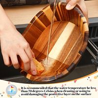 Holz-Salatschüssel-Set mit Serviergabeln, Magnetische Besteckgarnitur im Wellendesign, 6-8 Portionen, Familienmahlzeiten, Geschenk, Dekoration