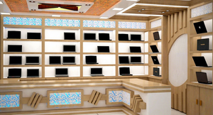 Wooden <b>Wall</b>-<b>Mounted</b> Laptop <b>Display</b> Design for Retail Electronics & Computer Shops Electronic Accessories Store Design - Product Image 4