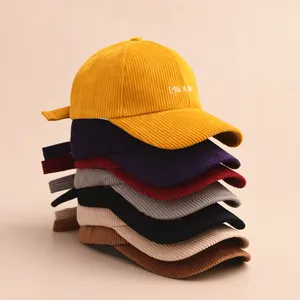 Özel 6 Panel kadife beyzbol şapkası düz boş kavisli ağız Gorras nakış Logo Vintage bebek yürüyor çocuk baba şapka