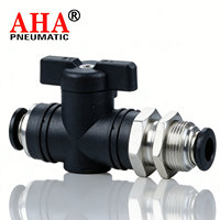 BUC 4mm 6mm 8mm 10mm 12mm Connecteur pneumatique rapide noir à raccord rapide avec valve manuelle