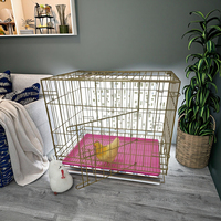 Cage pliable galvanisée blanche durable pour animaux de compagnie, parfaite pour le logement intérieur des petits animaux de compagnie et le nettoyage pratique