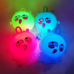 Cartoon Release Ball Children's Elastic Plush Ball Elastic Flash Children's Toy Glow Ball Toy