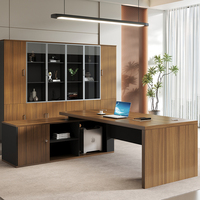 Bureau de direction en bois en forme de L, style moderne et luxueux, mobilier de bureau pour PDG et managers, nouveau style chinois, table d'étude en bois grainé