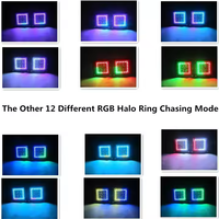 Télécommande sans fil RF étanche 3 pouces 18w RGB Square Offroad Lights Led Work Light Party Light avec Chaser RGB Halo