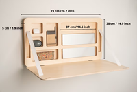 Bureau mural escamotable en contreplaqué à suspension magnétique discrète, design bois, gain de place