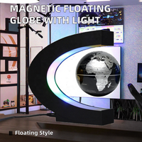 Globe terrestre flottant antigravité en forme de C, lampe de bureau à suspension magnétique avec lumière LED et prise